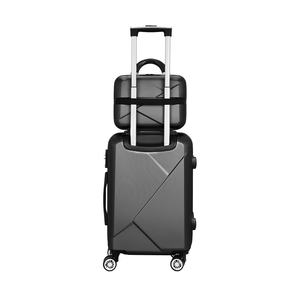 Wanderlite 2pc Luggage 12 20" Trolley Travel Suitcase Storage Carry On TSA Lock Black"