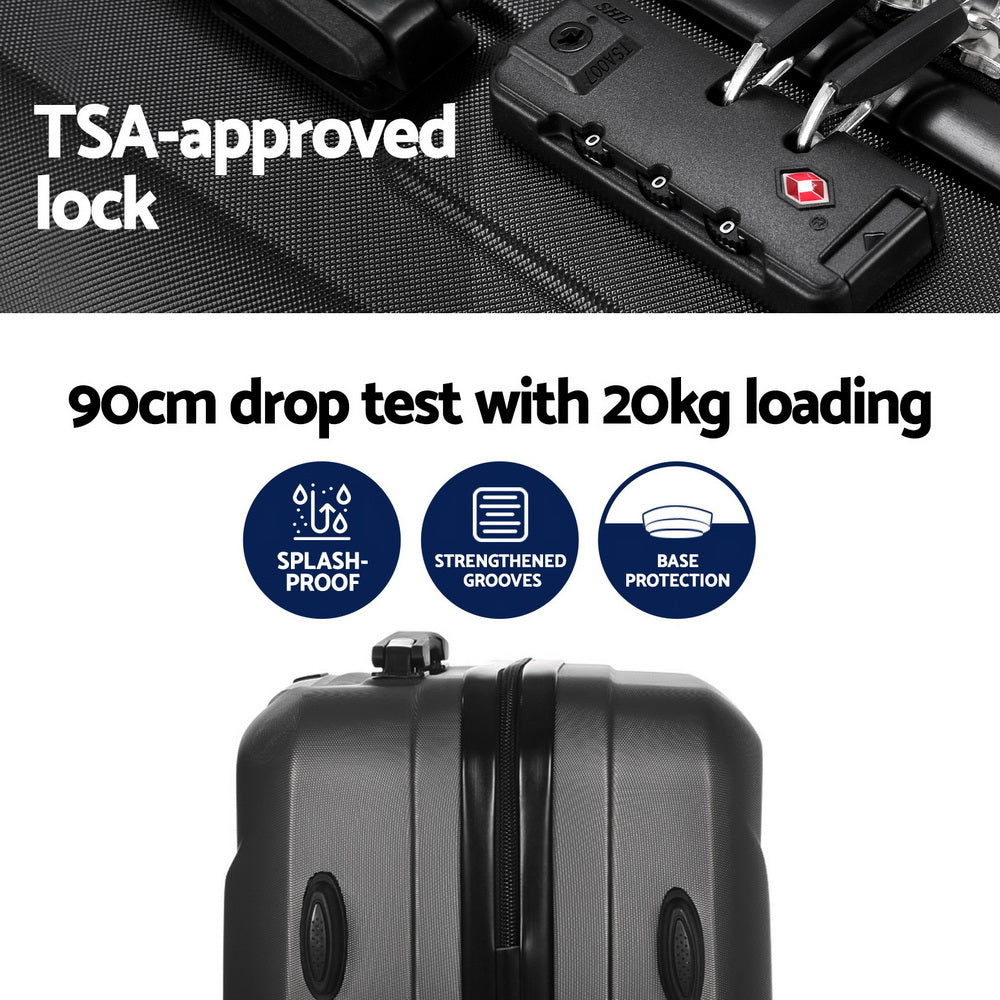 Wanderlite 2pc Luggage 12 20" Trolley Travel Suitcase Storage Carry On TSA Lock Black"