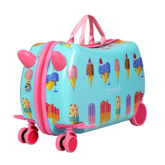 Wanderlite 17 Kids Ride On Luggage Children Suitcase Trolley Travel Ice Cream"