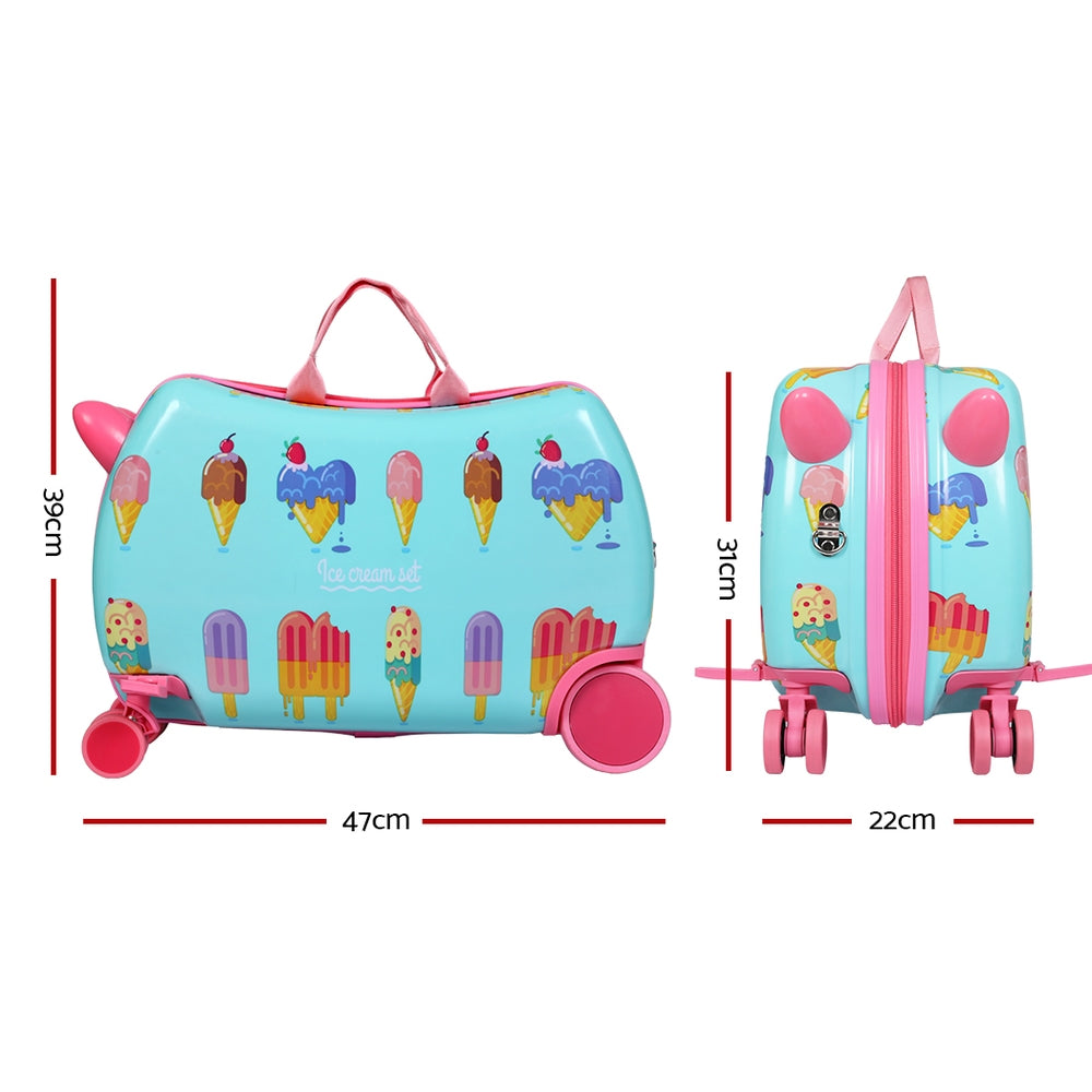 Wanderlite 17 Kids Ride On Luggage Children Suitcase Trolley Travel Ice Cream"