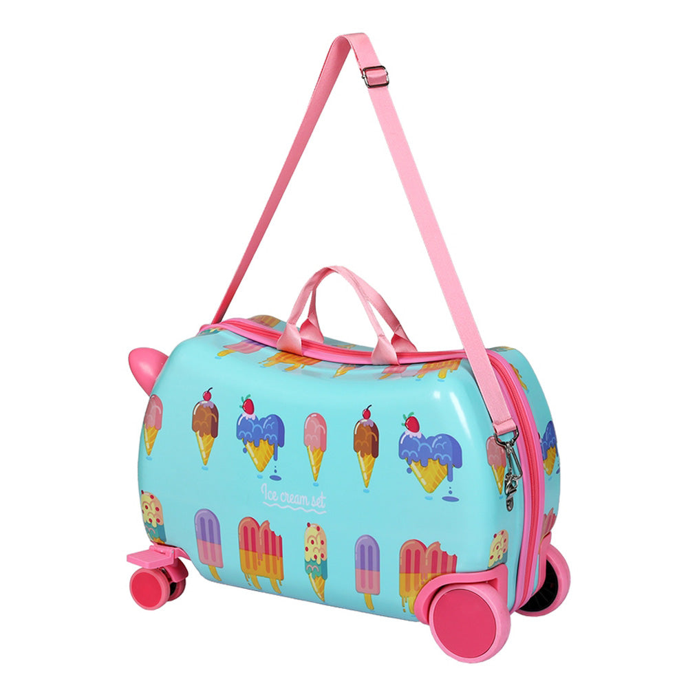 Wanderlite 17 Kids Ride On Luggage Children Suitcase Trolley Travel Ice Cream"