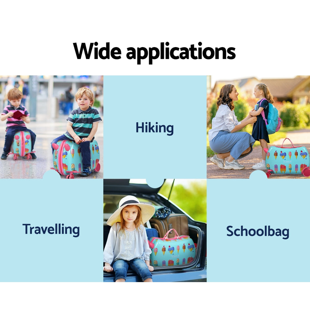 Wanderlite 17 Kids Ride On Luggage Children Suitcase Trolley Travel Ice Cream"