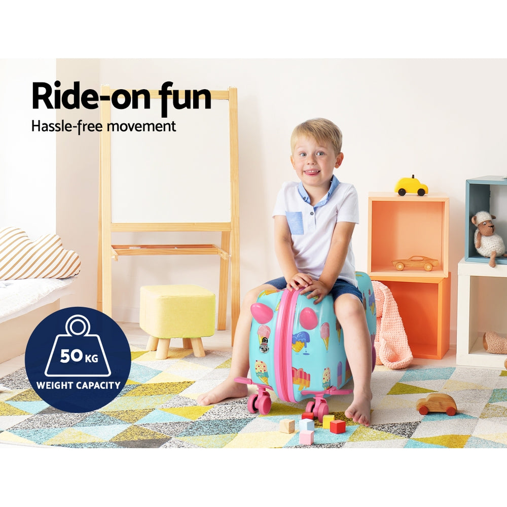 Wanderlite 17 Kids Ride On Luggage Children Suitcase Trolley Travel Ice Cream"
