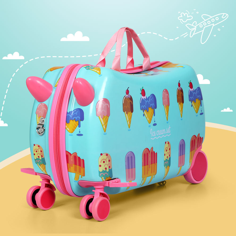 Wanderlite 17 Kids Ride On Luggage Children Suitcase Trolley Travel Ice Cream"