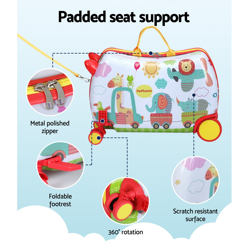 Wanderlite 17 Kids Ride On Luggage Children Suitcase Trolley Travel Zoo"